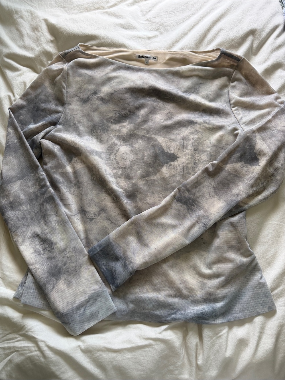 Reformation Mesh Long Sleeve Top